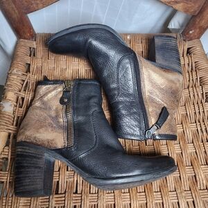 Black Gold MJUS Leather Heeled Ankle Boots Womens 10
